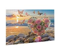Puzzle 1500 Pièces Puzzle en Bois DIY Amour Papillon EU De l'art Décoration Cadeau Unique pour Décoration Maison, Puzzles Familial, Parfait pour Les Soirées de Jeu,Activité Familiale Parfaite K0F-200