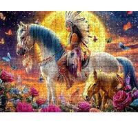 Puzzle 1500 pièces, Puzzle Impossible Adultes 87 x 57 cm, Impression Haute Définition, Jeux Éducatifs et Créatifs, Puzzles Bois Anti-Stress pour Toute la Famille, Décor Murale, rêve Cheval w0-613