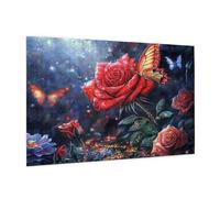 Puzzle 1500 Pièces Rose Puzzle Adultes Papillon Motif avec avec Boîte Cadeau, DIY Wooden Puzzl Enjoy Activités de défi Familial pour Tableau Decoration Murale, Cadeau Homme/Femme 87 x 57 cm -919Y