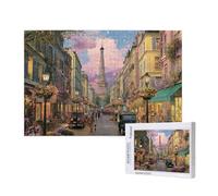 Puzzle 1500 Pièces Tour Eiffel Puzzle Rue Motifs,Puzzles Bois Adulte avec Boîte Cadeau,Loisirs Créatifs Adultes DIY Activite Manuelle,Cadeau Anniversaire Homme Femme,Décoration Intérieure,87x57cm,p20t