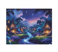 Puzzle 1500 pièces Village de Dessins animés Violets Puzzles pour Adultes Jeux d'activités Familiales,Puzzle à Faire Soi-même pour Décoration Murale de la Maison