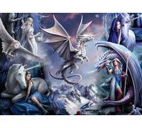 Puzzle 1500 Teile - Anne Stokes - Silver Dragon Collage