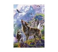 Puzzle 2 Loups dans la Montagne - 500 Pieces - Set Puzzle Animaux de la Foret et Paysage avec Carte Tigre