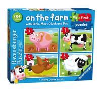 Ravensburger My First Puzzle - 4 Gros Puzzles pour Les Tout-Petits - Puzzles Robustes de 2 à 4 pièces pour Les Enfants de 18 Mois et Plus - Jouet d'apprentissage