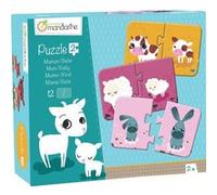 Avenue Mandarine – Boîte éducative MY MANDARINE JE502O – 12 puzzles de 2 pièces – À partir de 2 ans