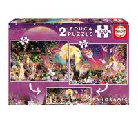 Educa Borrás Puzzle Triptyque 2x100 Fairy panoramique – 2x100 pièces, 40 x 28 cm, dès 6 ans