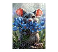 Puzzle 200 Pièces Adultes Bleu Fleur Hamster 35x25 cm Jeu Éducatif Impossible Difficile comme Cadeau et Décoration Murale Puzzle Adulte 200 Pieces