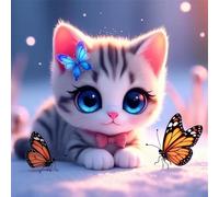 Puzzle 200 Pièces Adultes Chat Papillon d’Hiver 28x28cm, Puzzle Adulte 200 Pieces, Jeu éducatif Défi Jouet, Puzzles Impossible, Bricolage Cadeau Artistique