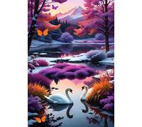 Puzzle 200 Pièces Adultes, Lac Cygnes, 35x25 cm Jeux Educatifs Favorisant la Concentration Jeu de Création et Logique Cadeau Garcon et Fille, Puzzle 200 Pieces