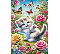 Puzzle 200 Pièces Adultes Papillon Fleur Chat, Défis Amusants Parfait pour la Détente Créativité, Puzzle 200 Pieces 35 x 25 cm