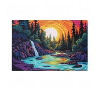 Puzzle 200 Pieces Automne Puzzle Coucher de Soleil 200 Pièces Grand Adultes Difficile Jigsaw en Bois avec Boîte Cadeau, DIY Challenge Impossible Créatif Jeu pour Adulte, Cadeau Femme 35x25cm D-189