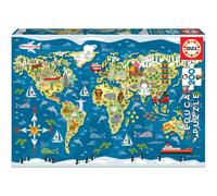 Educa - Puzzle de 200 pièces pour Enfants | Mapamundi. Composé de 200 Grandes pièces Parfaitement finies | Mesure: 40 x 28 cm | À partir de 6 Ans (19292)