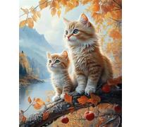 Puzzle 200 pièces Chat du Bosquet d'automne Puzzles pour Adultes Jeux d'activités Familiales,Puzzle à Faire Soi-même pour Décoration Murale de la Maison