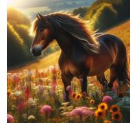 Puzzle 200 pièces,Cheval au Coucher du Soleil en Plein air Puzzle Adulte,Divertissement créatif,Puzzles Classiques pour Adultes et Enfants à partir de 14 Ans,Décoration Murale Artistique