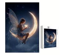 Puzzle 200 Pièces - Fée & Lune - Puzzle en Bois Durable avec Lettres au Dos - Jeu sans Poussière avec Affiche - Modèle pour Collectionneurs et 14 Ans et Plus (35 x 25 cm) P3#1353