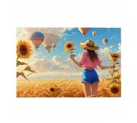 Puzzle 200 Pieces Fille Puzzle Tournesol 200 Pièces Grand Adultes Difficile Jigsaw en Bois Avec Boîte Cadeau, Challenge Impossible Créatif Jeu pour Adulte, Decoration Maison, Cadeau Femme 35x25cm D-18
