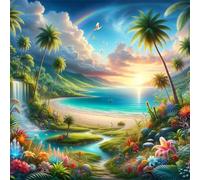 Puzzle 200 pièces,Fleurs et Arbres de l'île Puzzle Adulte,Divertissement créatif,Puzzles Classiques pour Adultes et Enfants à partir de 14 Ans,Décoration Murale Artistique