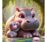 Puzzle 200 pièces,Hippo Mignon Puzzles pour Adultes,Jeux éducatifs,Puzzles Artistiques à Faire Soi-Même idéal pour la Décoration Intérieure et Les Cadeaux