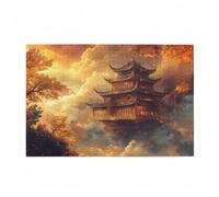 Puzzle 200 Pieces Japon Puzzle Pagode à Cinq étages 200 Pièces Grand Adultes Difficile Jigsaw en Bois avec Boîte Cadeau, DIY Challenge Impossible Créatif Jeu pour Adulte, Cadeau Femme 35x25cm D-260