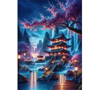 Puzzle 200 pièces Jeux éducatif Défi Jouets Arbres du Palais de la Cascade Puzzles Classiques Puzzle DIY Cadeaux de l'art de la Décoration Moderne