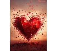 Puzzle 200 Pièces Jeux éducatif Défi Jouets Cœur Rouge Abstrait Puzzles Classiques Puzzle DIY Cadeaux de l'art de la Décoration Moderne