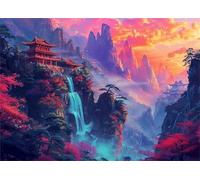 Puzzle 200 pièces Jeux éducatif Défi Jouets Paysage de la Cascade du Palais Puzzles Classiques Puzzle DIY Cadeaux de l'art de la Décoration Moderne