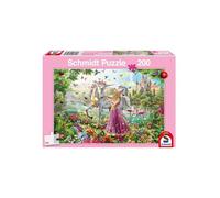 Puzzle 200 Pieces Licorne Blanche Avec La Bonne Fee Dans La Foret - Schmidt Puzzle Enfant Monde Feerique