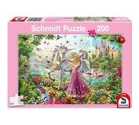 Puzzle 200 pieces licorne blanche avec la bonne fee dans la foret - schmidt puzzle enfant monde feerique G