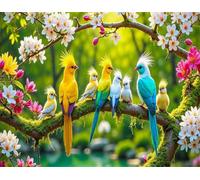 Puzzle 200 pièces Oiseaux des Arbres en Fleurs Puzzles pour Adultes Jeux d'activités Familiales,Puzzle à Faire Soi-même pour Décoration Murale de la Maison