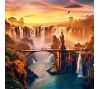 Puzzle 200 pièces,Paysage du Pont de la Cascade Puzzles pour Adultes,Jeux éducatifs,Puzzles Artistiques à Faire Soi-Même idéal pour la Décoration Intérieure et Les Cadeaux