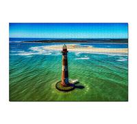 Puzzle 200 pièces, Phare de l'île Morris, Charleston, États-Unis, Amérique, Jeu, œuvre d'art, Souvenir de Voyage, 35 x 25 cm