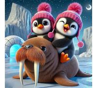 Puzzle 200 pièces,Pingouins Heureux Morses Puzzle Adulte,Divertissement créatif,Puzzles Classiques pour Adultes et Enfants à partir de 14 Ans,Décoration Murale Artistique