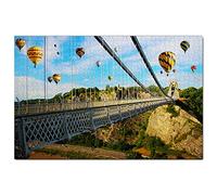Puzzle 200 pièces : Pont Suspendu de Clifton, montgolfière, Royaume-Uni, Angleterre, Jeu, œuvre d'art, Souvenir de Voyage, 35 x 25 cm