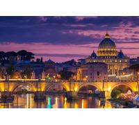 Puzzle 200 pièces pour Adultes : Vieux Pont Saint-Ange et cathédrale Saint-Pierre au Vatican, Rome, Italie, Parfaitement imbriqué, Impression Transparente, 35 x 25 cm