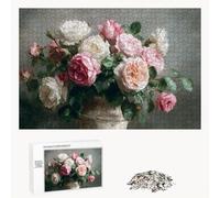 Puzzle 200 Pièces - Rétro & Fleur - Puzzle en Bois Durable avec Lettres au Dos - Jeu sans Poussière avec Affiche - Modèle pour Collectionneurs et 14 Ans et Plus (35 x 25 cm) P3#408