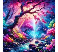 Puzzle 200 pièces,Rivière aux Arbres Roses Puzzle Adulte,Divertissement créatif,Puzzles Classiques pour Adultes et Enfants à partir de 14 Ans,Décoration Murale Artistique