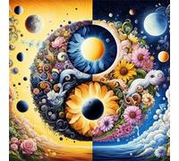 Puzzle 200 pièces,Tournesols Yin-Yang Puzzle Adulte,Divertissement créatif,Puzzles Classiques pour Adultes et Enfants à partir de 14 Ans,Décoration Murale Artistique