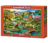 Castorland Puzzle C-200931-2 – 2000 pièces, maison idyllique avec chevaux, pour adultes