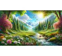Puzzle 2000 Pièces Adulte 100 x 70 cm,Fleurs printanières de la rivière Impossible Classique Jigsaw Puzzles,Jeu Classique pour Toute la Famille,Décoration Murale & Cadeau