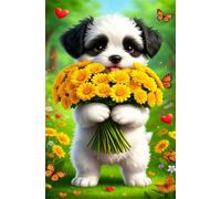 Puzzle 2000 Pièces Adulte Marguerites Papillons Chiens - Puzzle Classique Grand Format 100x70 cm - Jeu de Patience et d'Adresse en Famille - Idée Cadeau et Magnifique Décoration Murale