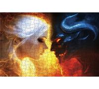 Puzzle 2000 Pieces Adultes Ange, Puzzle 2000 Pièces Bois DIY Adulte DéMon, Puzzle Classiques Compact Box pour Tableau Decoration Murale Cadeau Femme 70x100 CM RXPT-1527