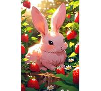 Puzzle 2000 Pièces Adultes, Animal Lapin Fraise, 100x70 cm Jeux Educatifs Favorisant la Concentration Jeu de Création et Logique Cadeau Garcon et Fille, Puzzle 2000 Pieces