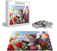 Puzzle 2000 Pièces Adultes Chat, Puzzles pour Adultes de Qualité Supérieure, Tulipe Puzzles Classiques, DIY Jeu D'Intelligence De l'art de la Décoration Moderne Maison Jeu Cadeaux de Noël B-113