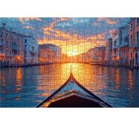 Puzzle 2000 Pieces Adultes Coucher De Soleil, Puzzle 2000 Pièces Bois DIY Adulte Venise, Puzzle Classiques Compact Box pour Tableau Decoration Murale Cadeau Femme 70x100 cm RXPT-2159