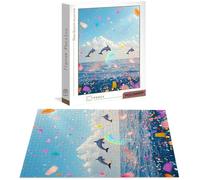 Puzzle 2000 Pièces Adultes Dauphin, Puzzle 2000 Pièces Parfaitement Imbriquées Lettres au Dos, Animal Jeu éducatif défi Joue Art Puzzles Classiques, pour Adultes et Adolescents Cadeau 100x70 cm B-7115