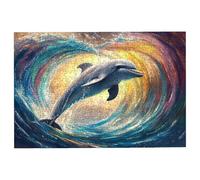 Puzzle 2000 Pièces Adultes Dauphin, Puzzle Adulte 2000 Pièces, Vague Puzzles Classiques pour Activité Familiale Jeux Educatifs, Grand Puzzles en Bois avec Boite pour Cadeau Homme, Decor Chambre -2785