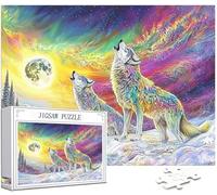 Puzzle 2000 Pièces Adultes, Loup Puzzle Planète Motif Désign, Grand Bois Jigsaw 100x70cm Débutant Fille éducatif Challenge Toy avec Emballage Cadeau for Decoration Chambre Murale Cadeau Femme,Model121