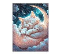 Puzzle 2000 Pièces Adultes Lune Animal Chat 100x70 cm Jeu Éducatif Jeu de Création et Logique Concentration, Cadeau Garcon et Fille, Puzzle Adulte 2000 Pièces