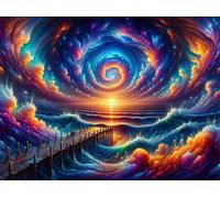 Puzzle 2000 pièces Adultes Mer Vortex Aurora, Puzzle Adulte 2000 Pièces 100x70cm, Jeu éducatif Classique Puzzles, Puzzle Coloré Difficile pour Toute la Famille