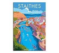 Puzzle 2000 pièces, Angleterre, North Yorkshire, Staithes. Puzzle Classique 3D à Monter soi-même, Jouet en Papier, Cadeau Unique, décoration intérieure, 100 x 70 cm.